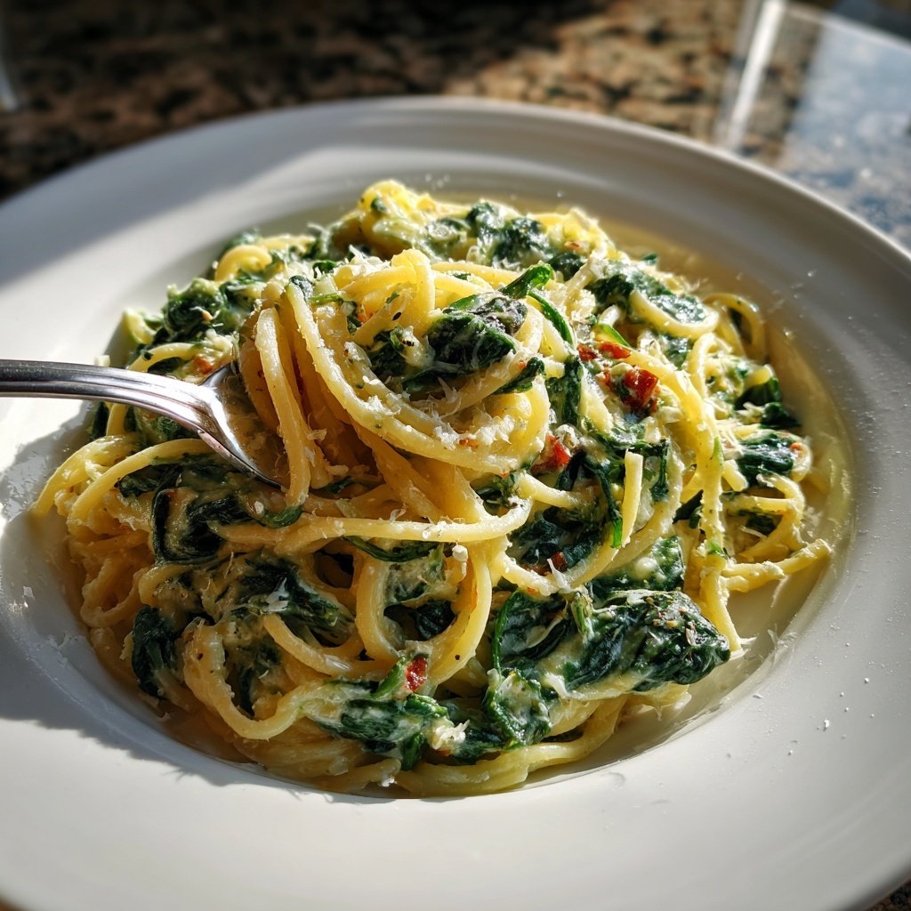 Spaghetti mit Spinat und Ricotta