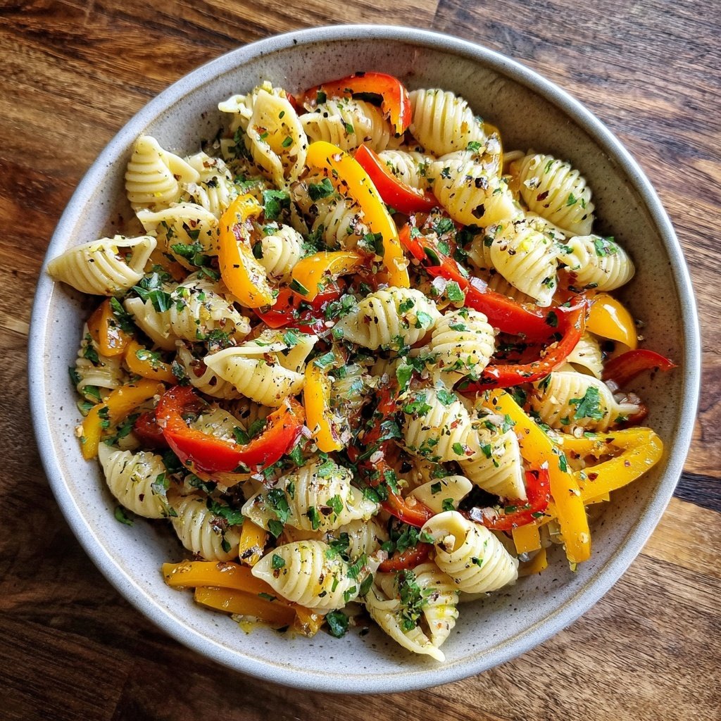Mediterraner Nudelsalat Mit Paprika