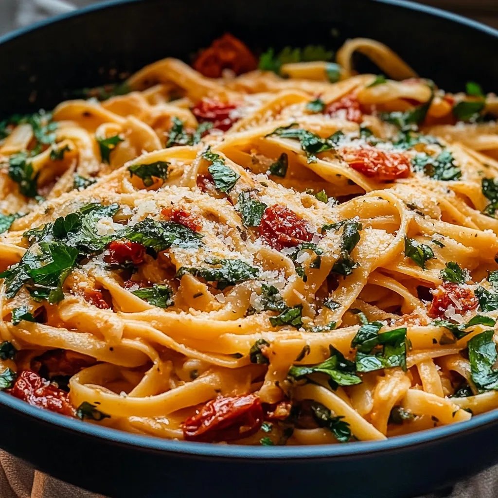 Cremige Sonnengetrocknete Tomaten-Vegan-Pasta