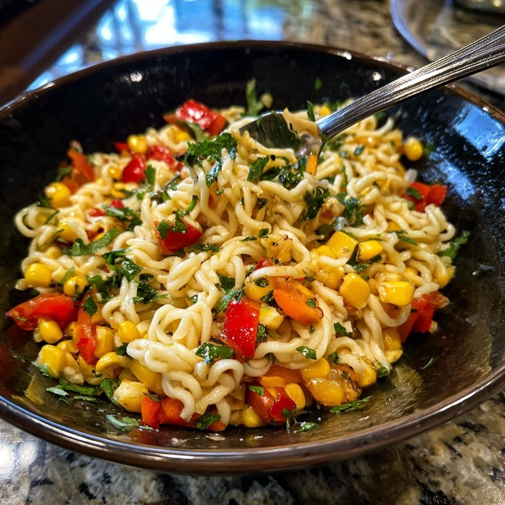 Mediterraner Nudelsalat Mit Mais