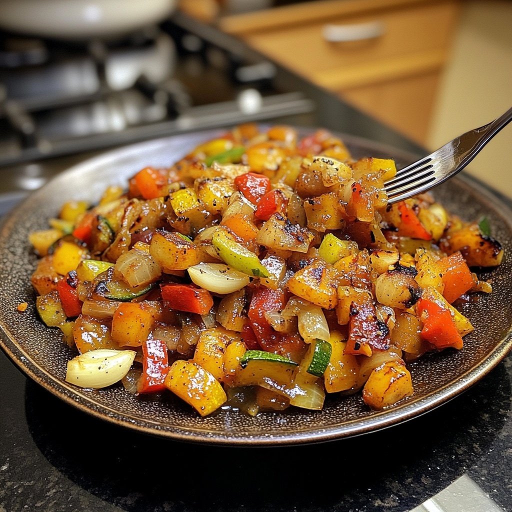 Gemüsepfanne mit Knoblauch