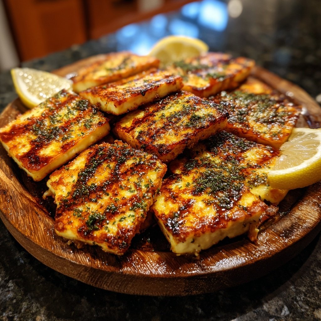 Gegrillter Halloumi Mit Zitronen Marinade