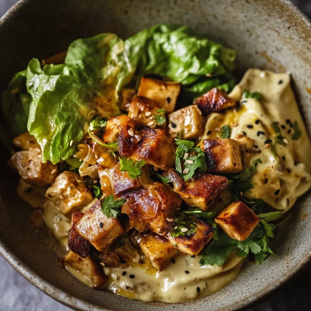 Veganer Sahne-Wirsing mit würzigem Räuchertofu