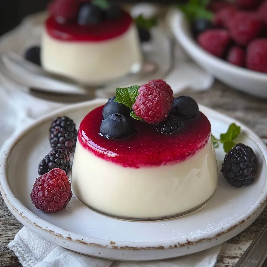 Elegante Vanille Panna Cotta mit Sommerbeeren-Coulis