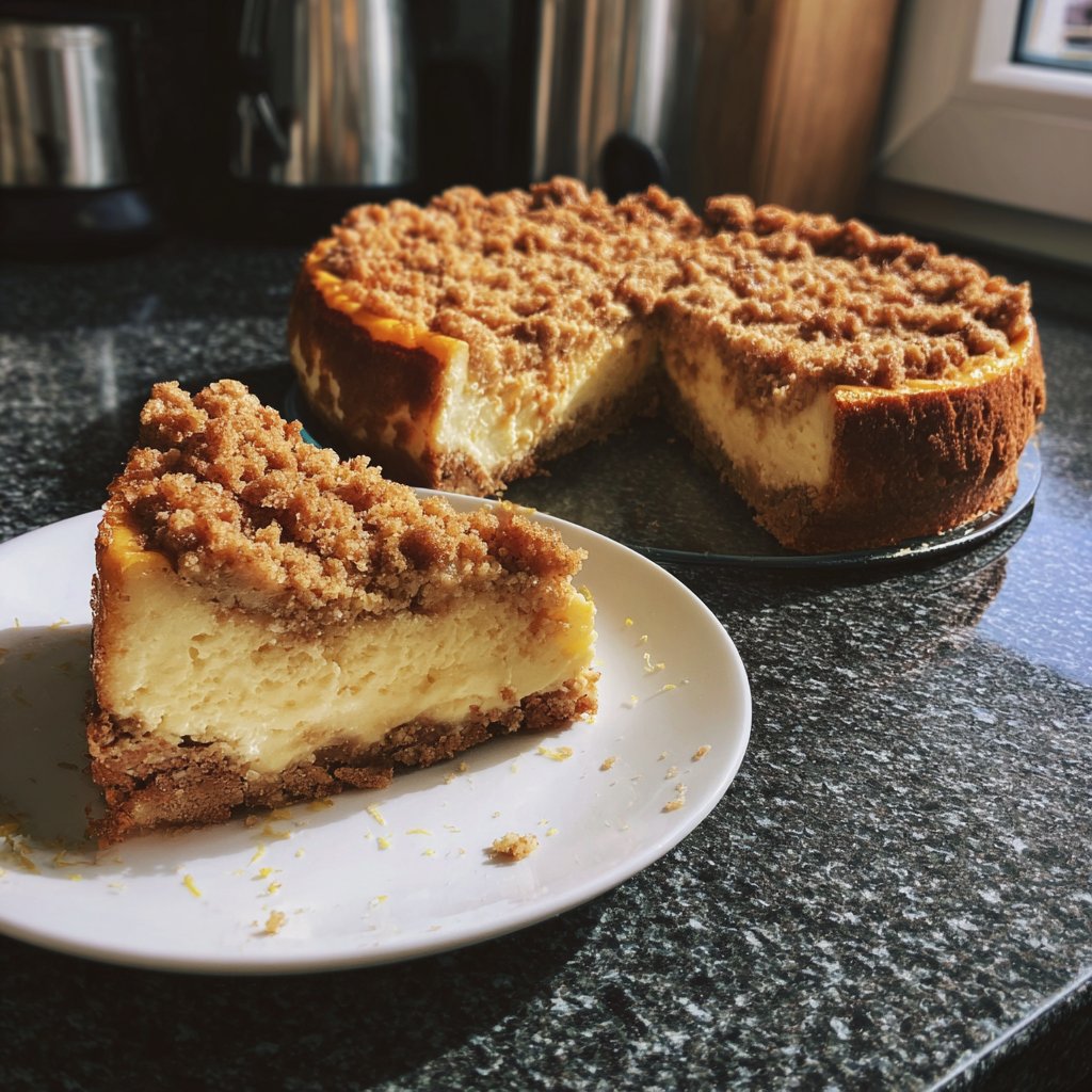 Käsekuchen mit Zitronenstreuseln